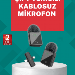 Mey İthalat® Profesyonel Ses Kayıtları İçin 2’li Kablosuz Yaka Mikrofon Seti