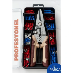 Mey İthalat® Profesyonel Tel Soyma ve Sıkma Pensesi Seti – 8'' Otomatik, Kablo Konnektörlü