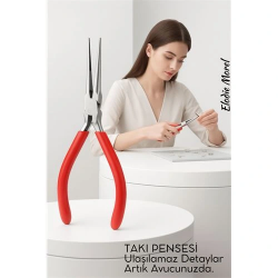 Mey İthalat® Profesyonel Uzun İnce Sivri Uçlu Kargaburun Takı Pensesi 12 cm - Hassas Mücevherat Onarımı