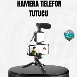Mey İthalat® Profesyonel Vlog Çekim Kiti LED Işıklı Tripod Mikrofonlu Telefon Seti