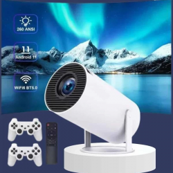 Mey İthalat® Projeksiyon Cihazı Video Oyun Konsolu Projektör Taşınabilir Ayaklı Çift Kollu 4K Çözünürlüklü