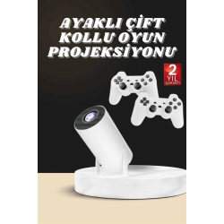 Mey İthalat® Projeksiyon Cihazı Video Oyun Konsolu Projektör Taşınabilir Ayaklı Çift Kollu 4K Çözünürlüklü