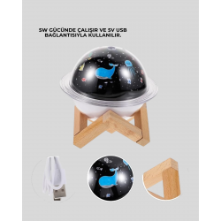 Mey İthalat® Projektör ışığı bulunan USB bağlantılı mini aromaterapi destekli hava nemlendirici