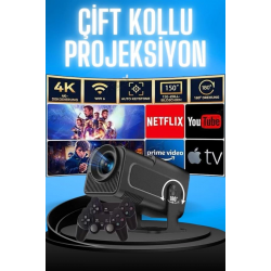 Mey İthalat® Projektör Siyah Android Taşınabilir Sinema Projeksiyon Wifi Destekli En Güncel Sürüm Akıllı