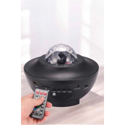 Mey İthalat® Projektör Yıldız Gece Lambası Disko Topu Bluetooth Bağlantılı Taşınabilir Şarjlı