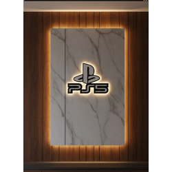 Mey İthalat® PS5 Logo Dekoratif Duvar Süsü Oyun Odası ve Salon Uyumu