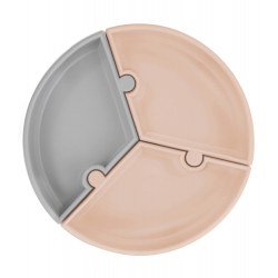 Mey İthalat®   Puzzle Vakum Tabanlı Silikon Tabak Bubble Beige / Powder Grey