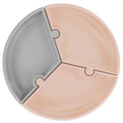 Mey İthalat®   Puzzle Vakum Tabanlı Silikon Tabak Bubble Beige / Powder Grey