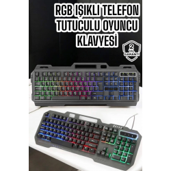 Mey İthalat® Q Klavye RGB Işıklı Klavye Ve Mouse Seti Kablolu Mouse Hediyeliş