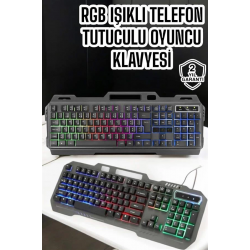 Mey İthalat® Q Klavye RGB Işıklı Klavye Ve Mouse Seti Kablolu Mouse Hediyeliş