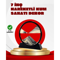 Mey İthalat® Rahatlatıcı Kum Sanatı – Yuvarlak Cam Çerçeveli Hareketli Kum Resmi, Ofis ve Ev İçin Etkileşimli Masaüstü Süs