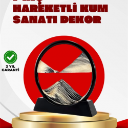 Mey İthalat® Rahatlatıcı Kum Sanatı – Yuvarlak Cam Çerçeveli Hareketli Kum Resmi, Ofis ve Ev İçin Etkileşimli Masaüstü Süs