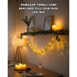 Mey İthalat® Ramazan Bayram Süslemesi İçin LED Işık Cami Figürlü Dekoratif Tasarım