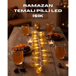 Mey İthalat® Ramazan Işıkları Pilli Altın Fener Tasarımlı Dekoratif LED Aydınlatma