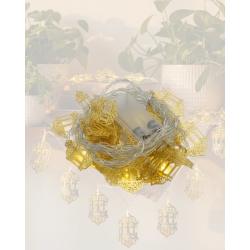 Mey İthalat® Ramazan Işıkları Pilli Altın Fener Tasarımlı Dekoratif LED Aydınlatma