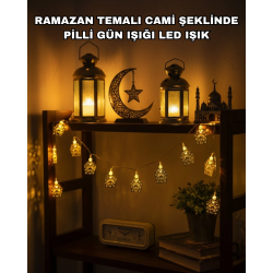 Mey İthalat® Ramazan ve Bayram Dekoratif LED Işık Cami Figürlü Sıcak Sarı Aydınlatma