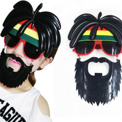 Mey İthalat® Rasta Peruklu Rasta Sakallı Bob Marley Bıyıklı Parti Gözlüğü 27x18 cm