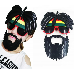 Mey İthalat® Rasta Peruklu Rasta Sakallı Bob Marley Bıyıklı Parti Gözlüğü 27x18 cm