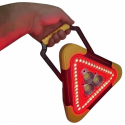 Mey İthalat® Reflektör Güneş Panelli Solarlı Şarjlı Üçgen Işıklı Trafik Reflektör Fener