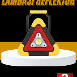 Mey İthalat® Reflektör Işıklı Ikaz Lambası Şarjlı Çok Fonksiyonlu Işıklı Üçgen Reflektör