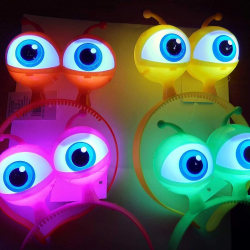 Mey İthalat® Rengarenk 3 Farklı Fonksiyonda Yanan Led Işıklı Uzaylı Göz Taç 1 Adet 18x12 cm