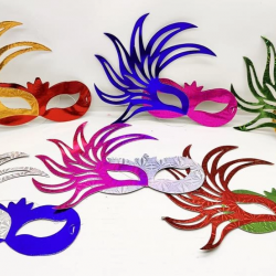 Mey İthalat® Rengarenk Kağıt Malzemeden İmal Parti Balo Maskesi 6 Adet