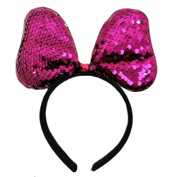 Mey İthalat® Renk Değiştiren Pullu Payetli Fiyonk Parti Tacı Fuşya Gümüş Renk 20x16 cm