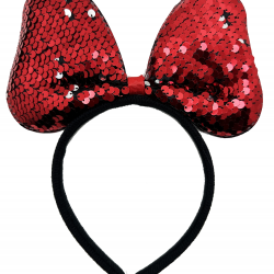 Mey İthalat® Renk Değiştiren Pullu Payetli Fiyonk Parti Tacı Kırmızı Gümüş Renk 20x16 cm