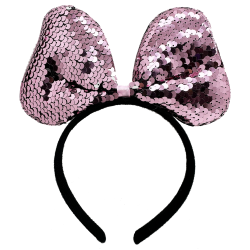 Mey İthalat® Renk Değiştiren Pullu Payetli Fiyonk Parti Tacı Pembe Gümüş Renk 20x16 cm