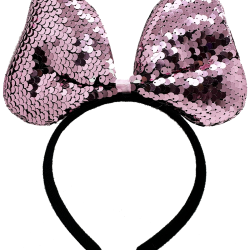 Mey İthalat® Renk Değiştiren Pullu Payetli Fiyonk Parti Tacı Pembe Gümüş Renk 20x16 cm