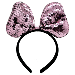 Mey İthalat® Renk Değiştiren Pullu Payetli Fiyonk Parti Tacı Pembe Gümüş Renk 20x16 cm