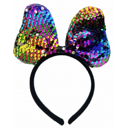 Mey İthalat® Renk Değiştiren Pullu Payetli Fiyonk Parti Tacı Rengarenk Gümüş Renk 20x16 cm