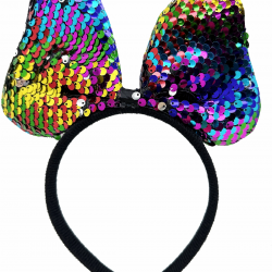 Mey İthalat® Renk Değiştiren Pullu Payetli Fiyonk Parti Tacı Rengarenk Gümüş Renk 20x16 cm