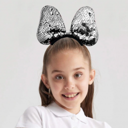 Mey İthalat® Renk Değiştiren Pullu Payetli Parti Tacı Kırmızı Gümüş Renk 20x16 cm