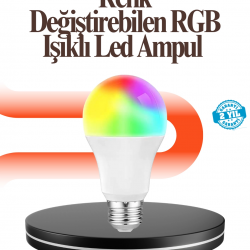 Mey İthalat® Renk Değiştiren RGB LED Ampul 16 Renk Uzaktan Kumandalı 2025 Model