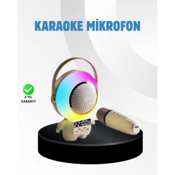 Mey İthalat® Renkli Işıklı Astronot Mini Bluetooth Speaker ve Karaoke Mikrofon