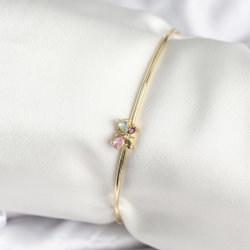 Mey İthalat® Renkli Kelebek Figür Gold Renk Pirinç Kadın Bileklik