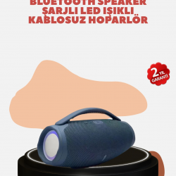 Mey İthalat® Renkli LED Efektli Suya Dayanıklı Taşınabilir Kablosuz Hoparlör