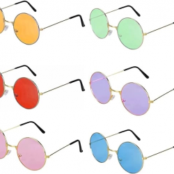 Mey İthalat® Renkli Lennon Retro İmaj Gözlükleri 6 Renk 6 Adet