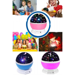 Mey İthalat® Renkli Yıldızlı Gökyüzü Projeksiyon Gece Lambası Pilli ve USB Kablolu