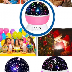 Mey İthalat® Renkli Yıldızlı Gökyüzü Projeksiyon Gece Lambası Pilli ve USB Kablolu