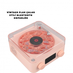 Mey İthalat® Retro Bluetooth Hoparlör PEMBE
