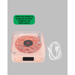 Mey İthalat® Retro Bluetooth Hoparlör PEMBE
