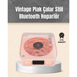 Mey İthalat® Retro Bluetooth Hoparlör – Yumuşak Gece Lambası ve Saat Göstergeli