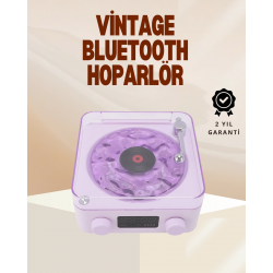 Mey İthalat® Retro Pikap Hoparlör – Şarjlı Kablosuz Projektör ve Gece Lambası