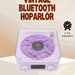 Mey İthalat® Retro Pikap Hoparlör – Şarjlı Kablosuz Projektör ve Gece Lambası