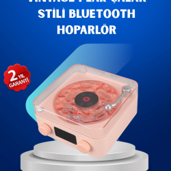 Mey İthalat® Retro Saatli Bluetooth Hoparlör – Gece Lambalı Kristal Ses Kalitesi