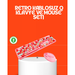 Mey İthalat® Retro Tarz Bluetooth 5.1 Klavye – Win/OSX/Android/iOS Uyumlu