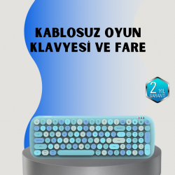 Mey İthalat® Retro Tarz Kablosuz Klavye Mouse Seti – 104 Tuşlu, Ergonomik Tasarım