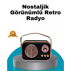 Mey İthalat® Retro Tarz Kablosuz Radyo – Bluetooth, USB ve TF Kart Girişli